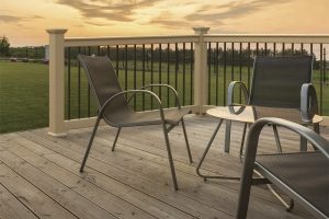 Oxford in clay with round aluminum balusters
